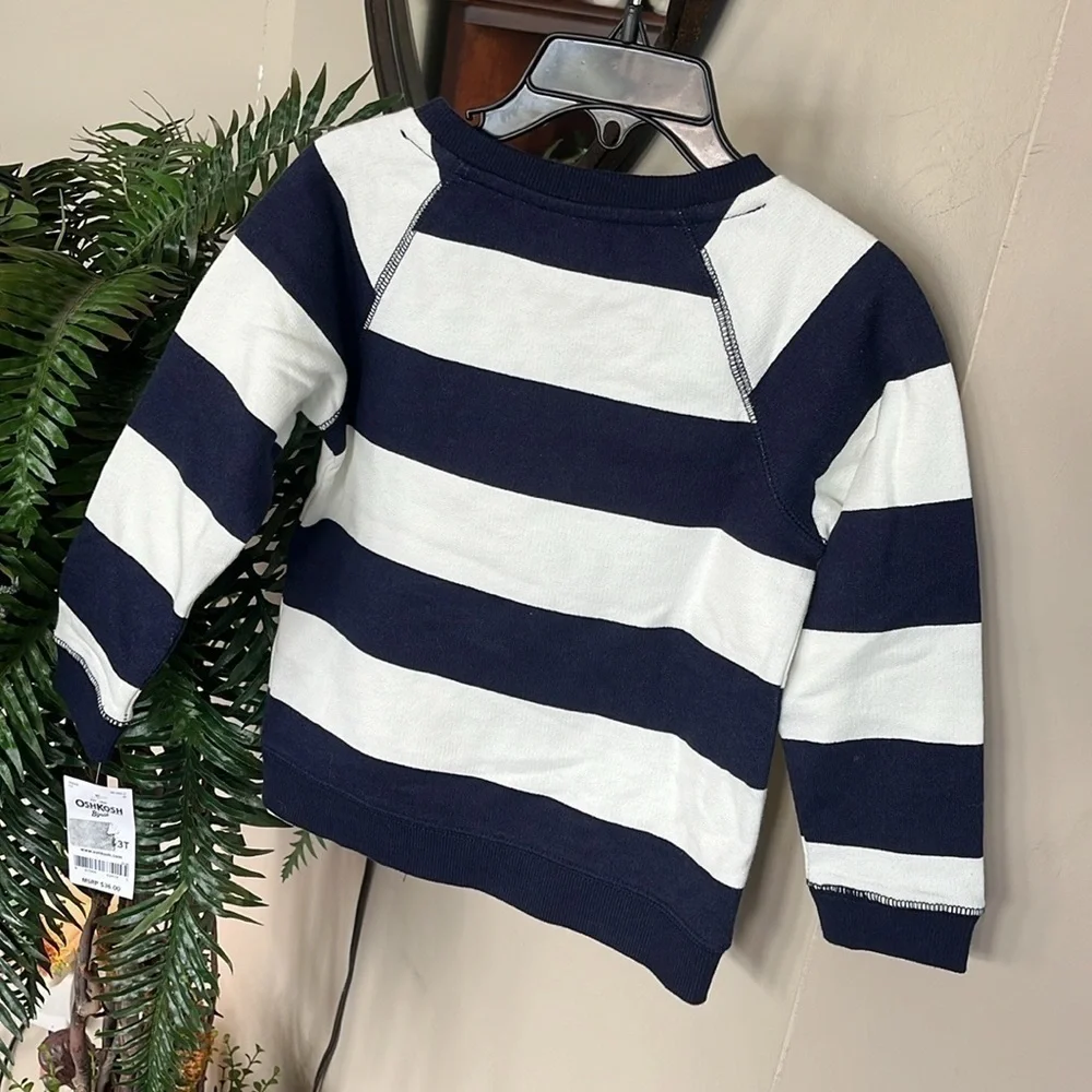 Brand New OshKosh B’Gosh Striped Nautical Bejeweled Studded Rugby Sweatshirt